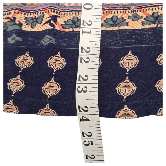 LUCKY BRAND Women's 1X Navy Blue Persian Carpet Rug Boho Lightweight Graphic Tee - Picture 13 of 15